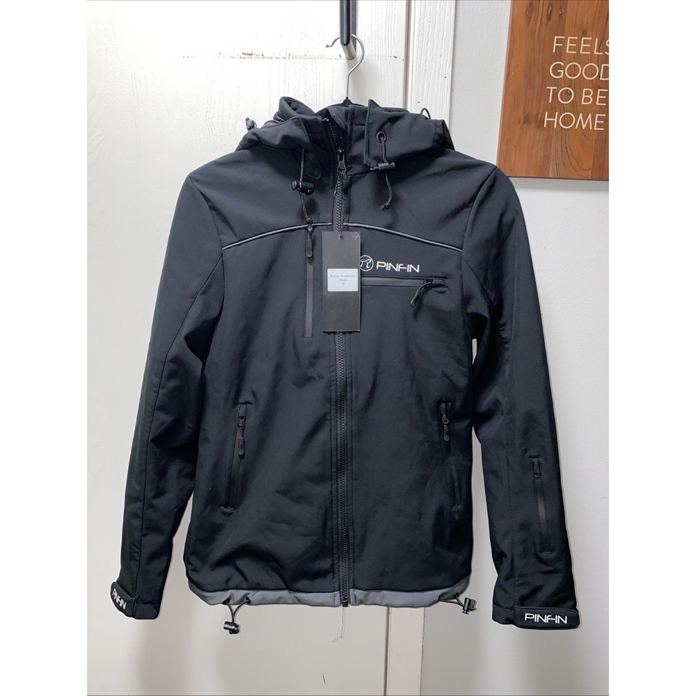 Nwt PinFin Black Windbreaker High Tech‎ Jacket Women's M Lined